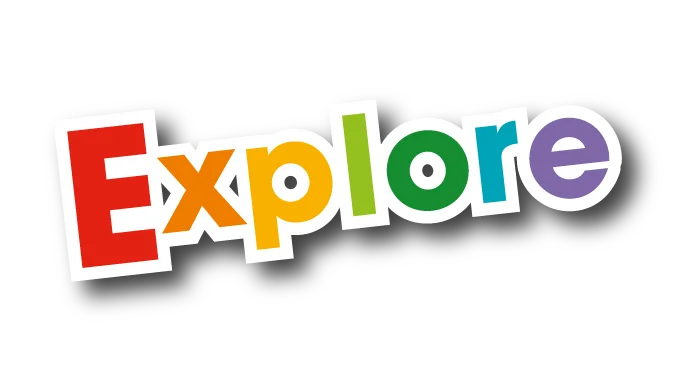 Logotipo de "Explore", programa de inglés para niños de 9 a 11 años, con la identidad visual de National Geographic Learning.