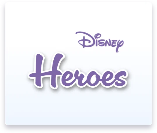 Libro de la serie Disney Stars and Heroes abierto, mostrando personajes icónicos en una lección de inglés infantil.