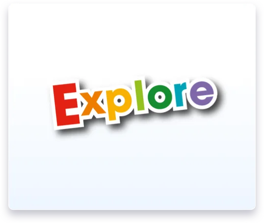 Estudiantes de primaria utilizando el libro de texto Explore 1 para actividades de descubrimiento y vocabulario.